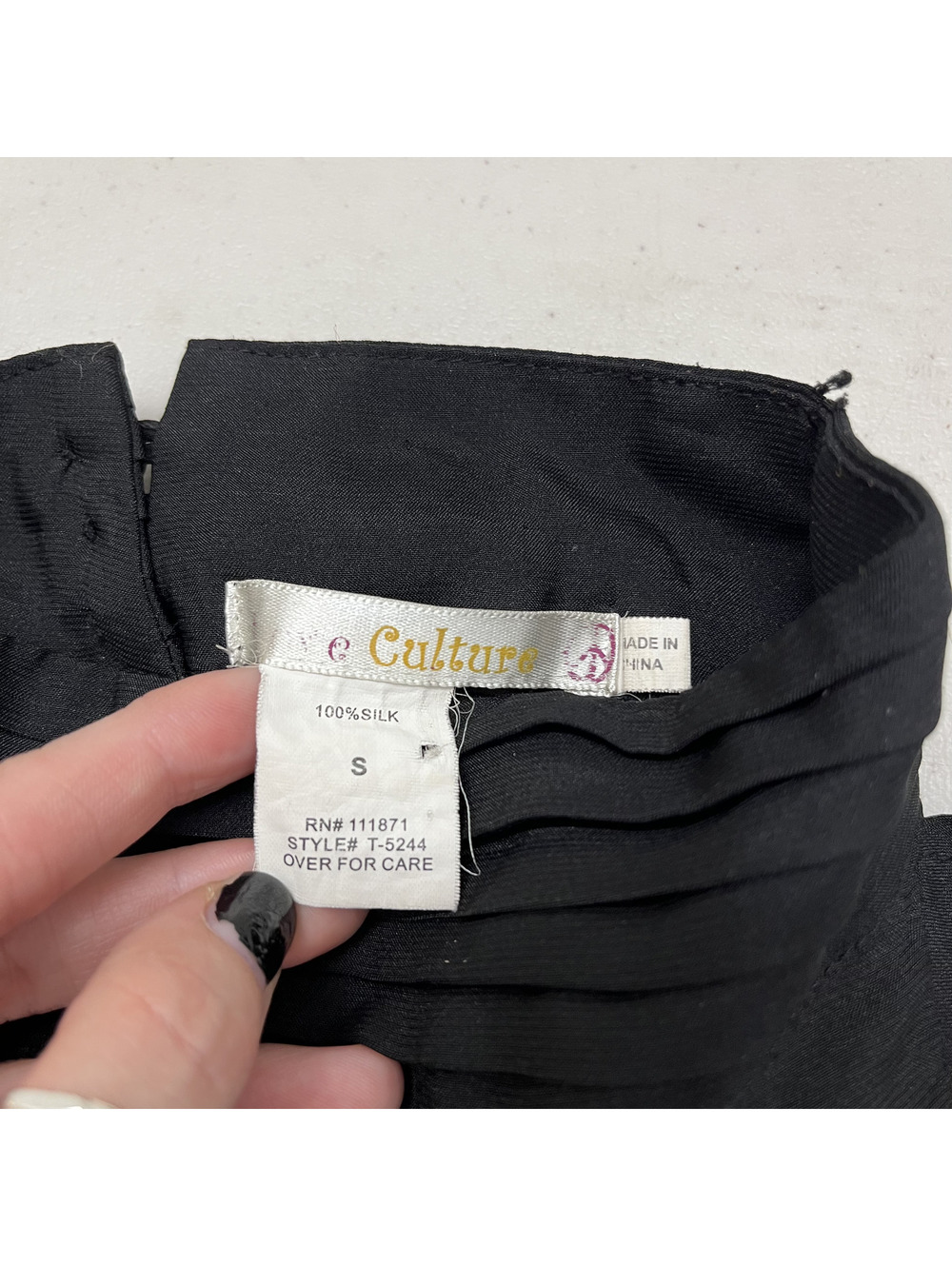 Vintage 100% Silk Black High Neck Top With Dramatic Ruffles Sz S Goth Evening - Picture 6 of 10